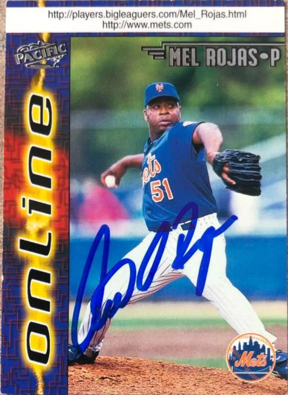 Mel Rojas Signed 1998 Pacific Online Baseball Card - New York Mets