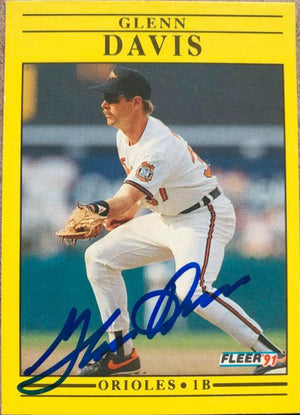 Glenn Davis Signed 1991 Fleer Update Baseball Card - Baltimore Orioles
