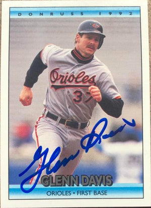 Glenn Davis Signed 1992 Donruss Baseball Card - Baltimore Orioles