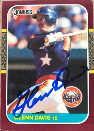 グレン・デイビスが 1987 年ドンラス開幕日ベースボールカードに署名 - ヒューストン・アストロズ