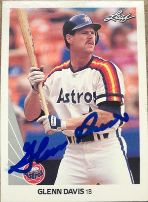 Glenn Davis Signed 1990 Leaf Baseball Card - Houston Astros