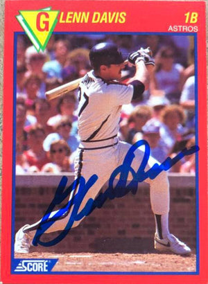 Glenn Davis Signed 1989 Score Hottest Players Baseball Card - Houston Astros