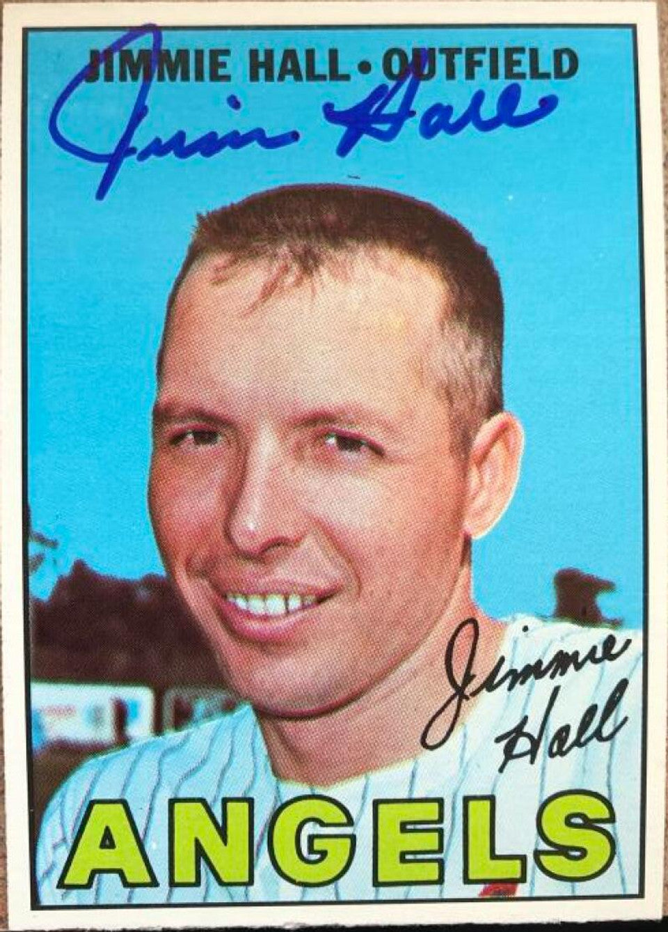 ジミー ホール サイン入り 1967 トップス ベースボール カード - カリフォルニア エンゼルス