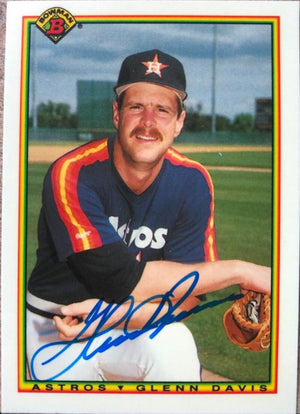 Glenn Davis Signed 1990 Bowman Tiffany Baseball Card - Houston Astros