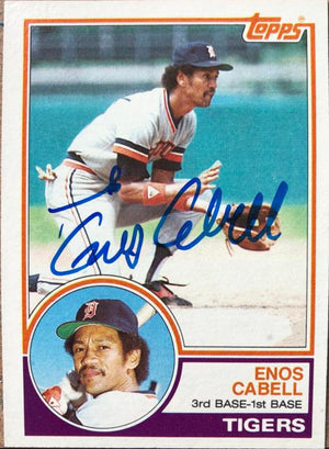 Enos Cabell Signed 1983 Topps Baseball Card - Detroit Tigers