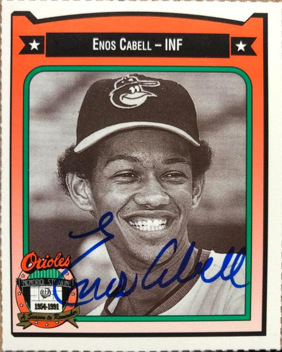 Enos Cabell Signed 1991 Crown Royal Baseball Card - Baltimore Orioles