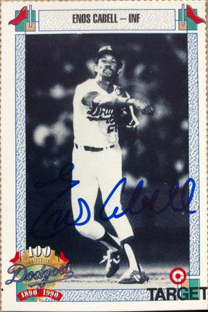 Enos Cabell Signed 1990 Target Baseball Card - Los Angeles Dodgers