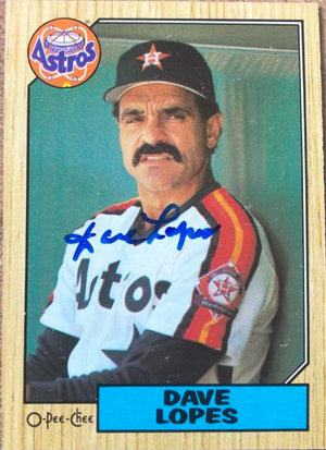 Davey Lopes Signed 1987 O-Pee-Chee Baseball Card - Houston Astros