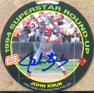 John Kruk Signed 1994 Oscar Mayer Round-Ups Baseball Card - Philadelphia Phillies