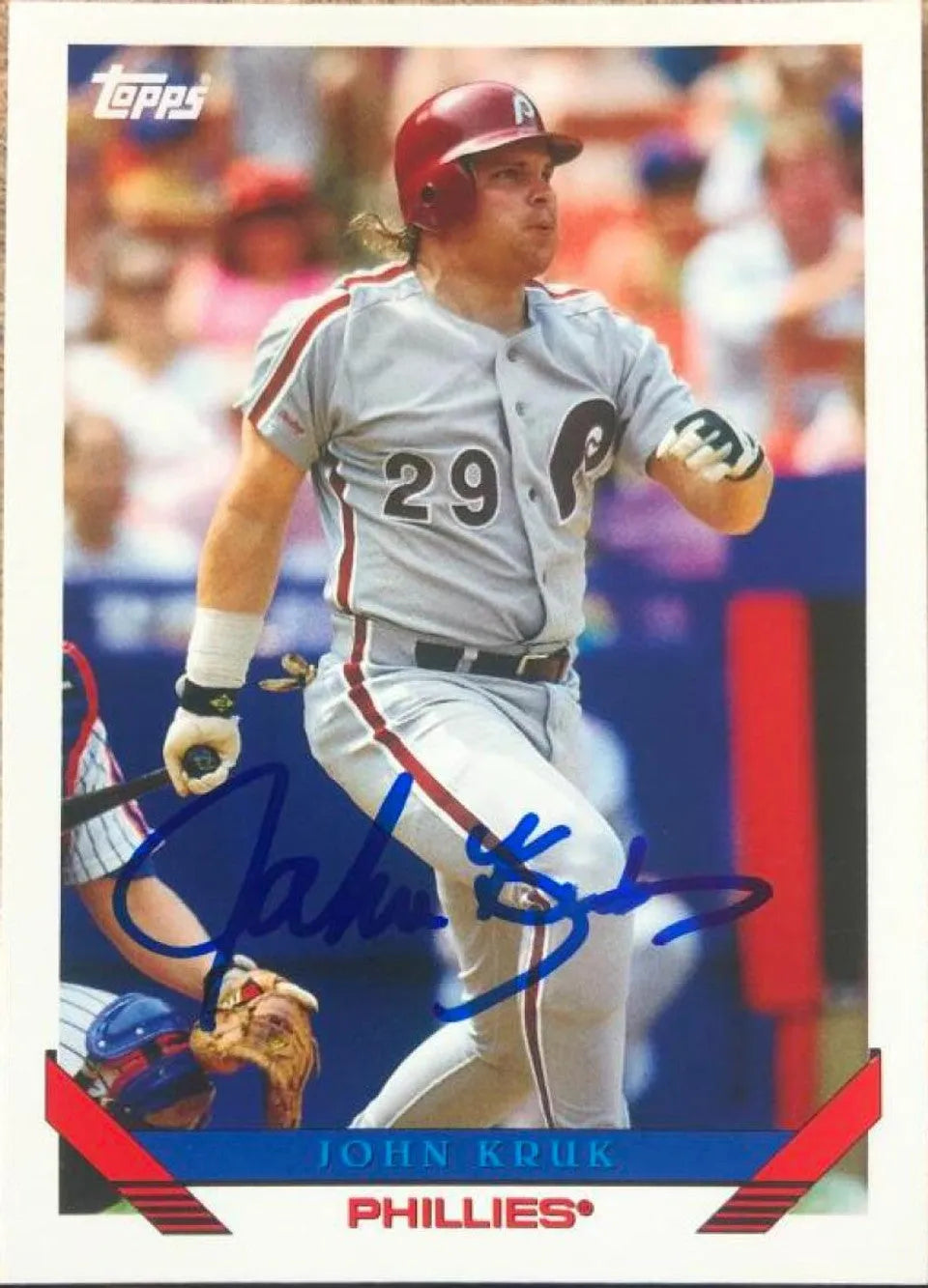 John Kruk Signed 2012 Topps Archives Baseball Card - Philadelphia Phillies #222