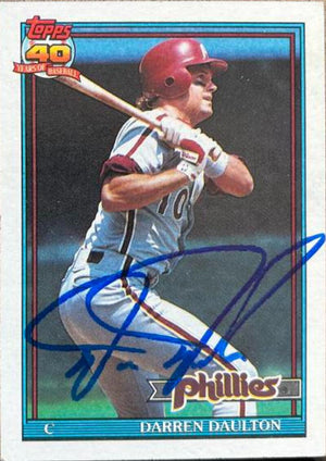 Darren Daulton Signed 1991 Topps Baseball Card - Philadelphia Phillies