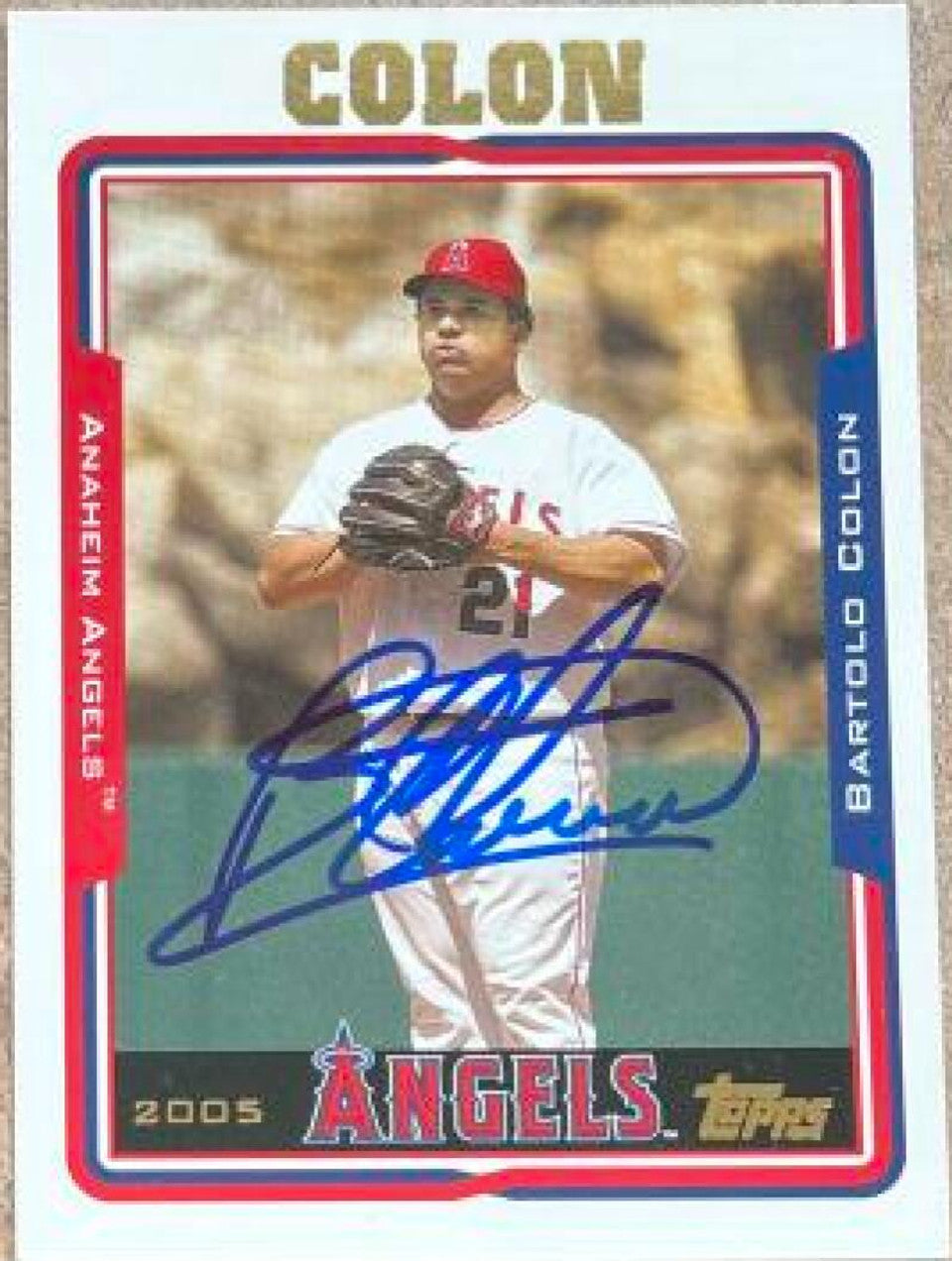 Bartolo Colon Signed 2005 Topps Baseball Card - Anaheim Angels