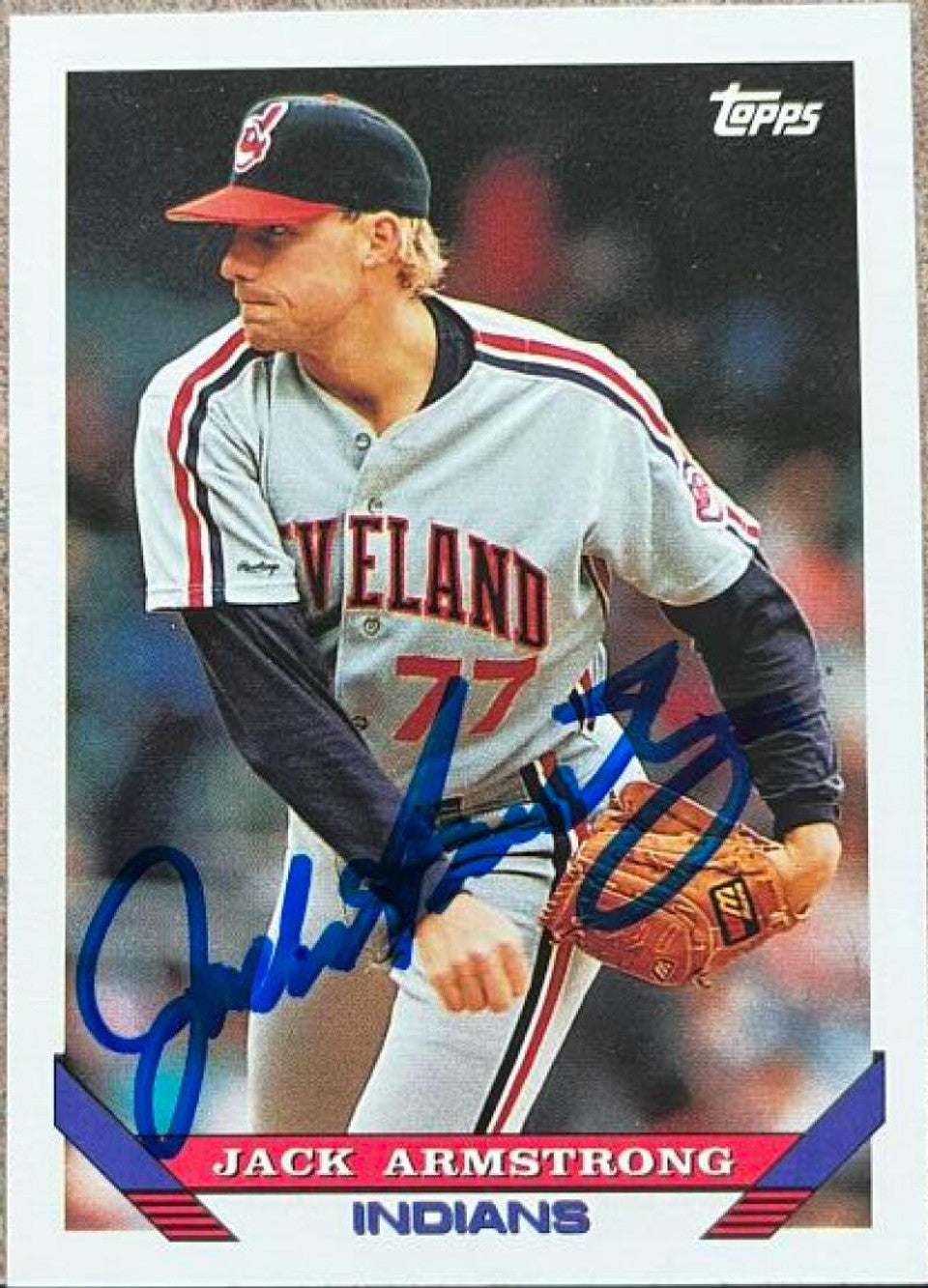 Jack Armstrong Signed 1993 Topps Baseball Card - Cleveland Indians