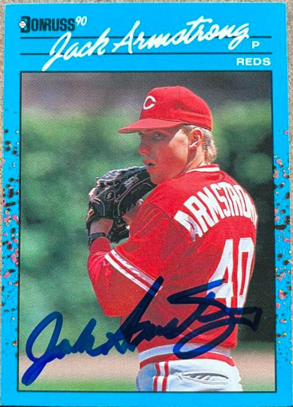 Jack Armstrong Signed 1990 Donruss Best of NL Baseball Card - Cincinnati Reds