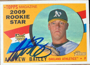 Andrew Bailey Signed 2009 Topps Heritage Baseball Card - Oakland A's
