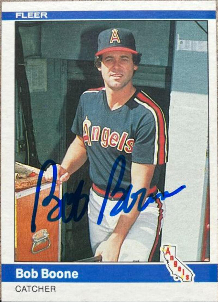 Bob Boone Signed 1984 Fleer Baseball Card - California Angels
