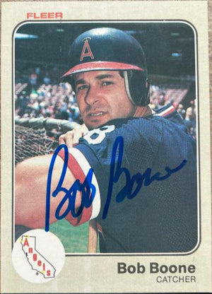 Bob Boone Signed 1983 Fleer Baseball Card - California Angels