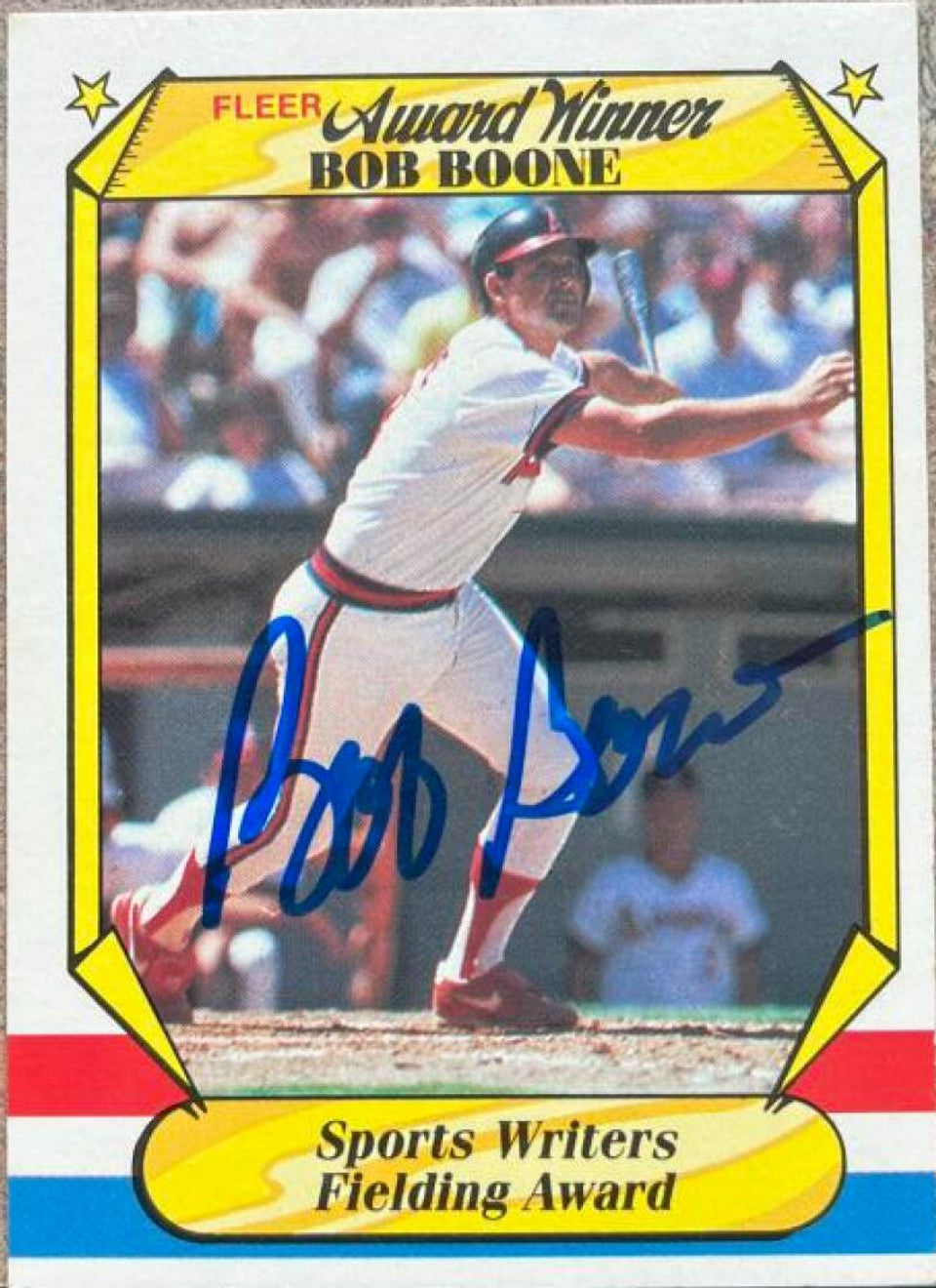 Bob Boone Signed 1987 Fleer Award Winner Baseball Card - California Angels