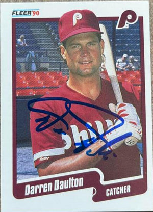Darren Daulton Signed 1990 Fleer Baseball Card - Philadelphia Phillies