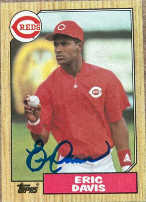 Eric Davis Signed 1987 Topps Baseball Card - Cincinnati Reds #412