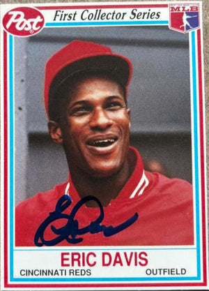 Eric Davis Signed 1990 Post Cereals Baseball Card - Cincinnati Reds #24