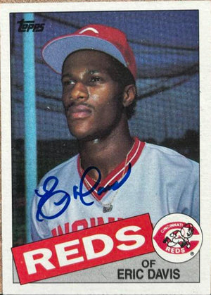 Eric Davis Signed 1985 Topps Baseball Card - Cincinnati Reds #627 Rookie Card
