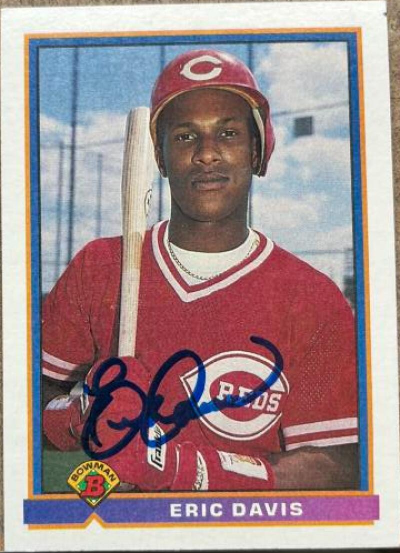 Eric Davis Signed 1991 Bowman Baseball Card - Cincinnati Reds #686