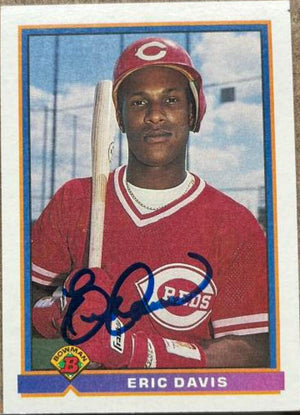 Eric Davis Signed 1991 Bowman Baseball Card - Cincinnati Reds #686