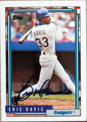 Eric Davis Signed 1992 Topps Traded Baseball Card - Los Angeles Dodgers #26T