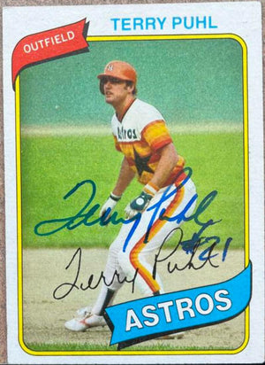 Terry Puhl Signed 1980 Topps Baseball Card - Houston Astros