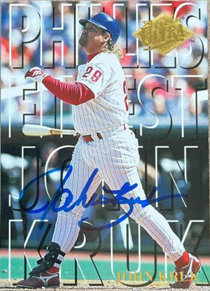 John Kruk Signed 1994 Fleer Ultra Phillies Finest Baseball Card - Philadelphia Phillies #20