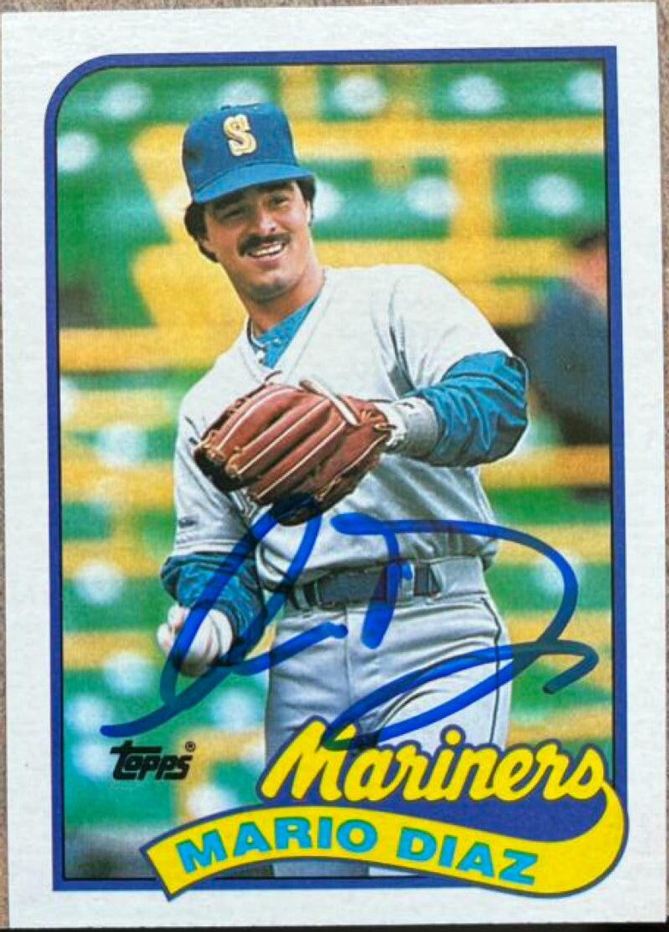 Mario Diaz Signed 1989 Topps Baseball Card - Seattle Mariners