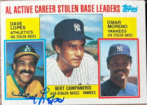 Davey Lopes Signed 1984 Topps Baseball Card - Oakland A's #714