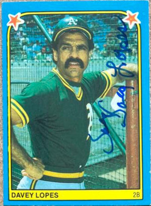 Davey Lopes Signed 1983 Fleer Star Stickers Baseball Card - Oakland A's