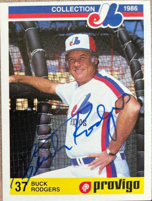 Bob "Buck" Rodgers Signed 1986 Provigo Baseball Card - Montreal Expos