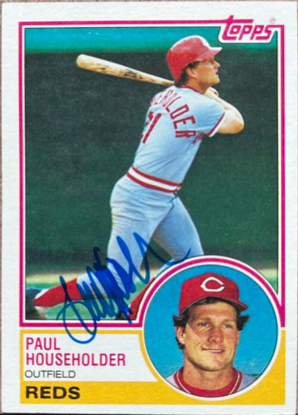 Paul Householder Signed 1983 Topps Baseball Card - Cincinnati Reds