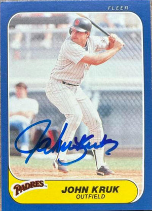 John Kruk Signed 1986 Fleer Update Baseball Card - San Diego Padres