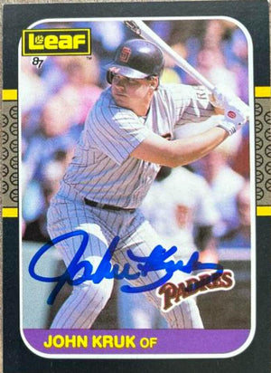 John Kruk Signed 1987 Leaf Baseball Card - San Diego Padres