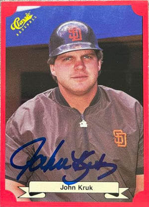 John Kruk Signed 1988 Classic Red Baseball Card - San Diego Padres