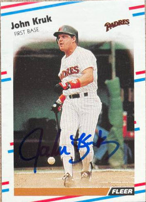 John Kruk Signed 1988 Fleer Baseball Card - San Diego Padres