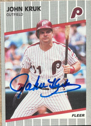 John Kruk Signed 1989 Fleer Update Baseball Card - Philadelphia Phillies
