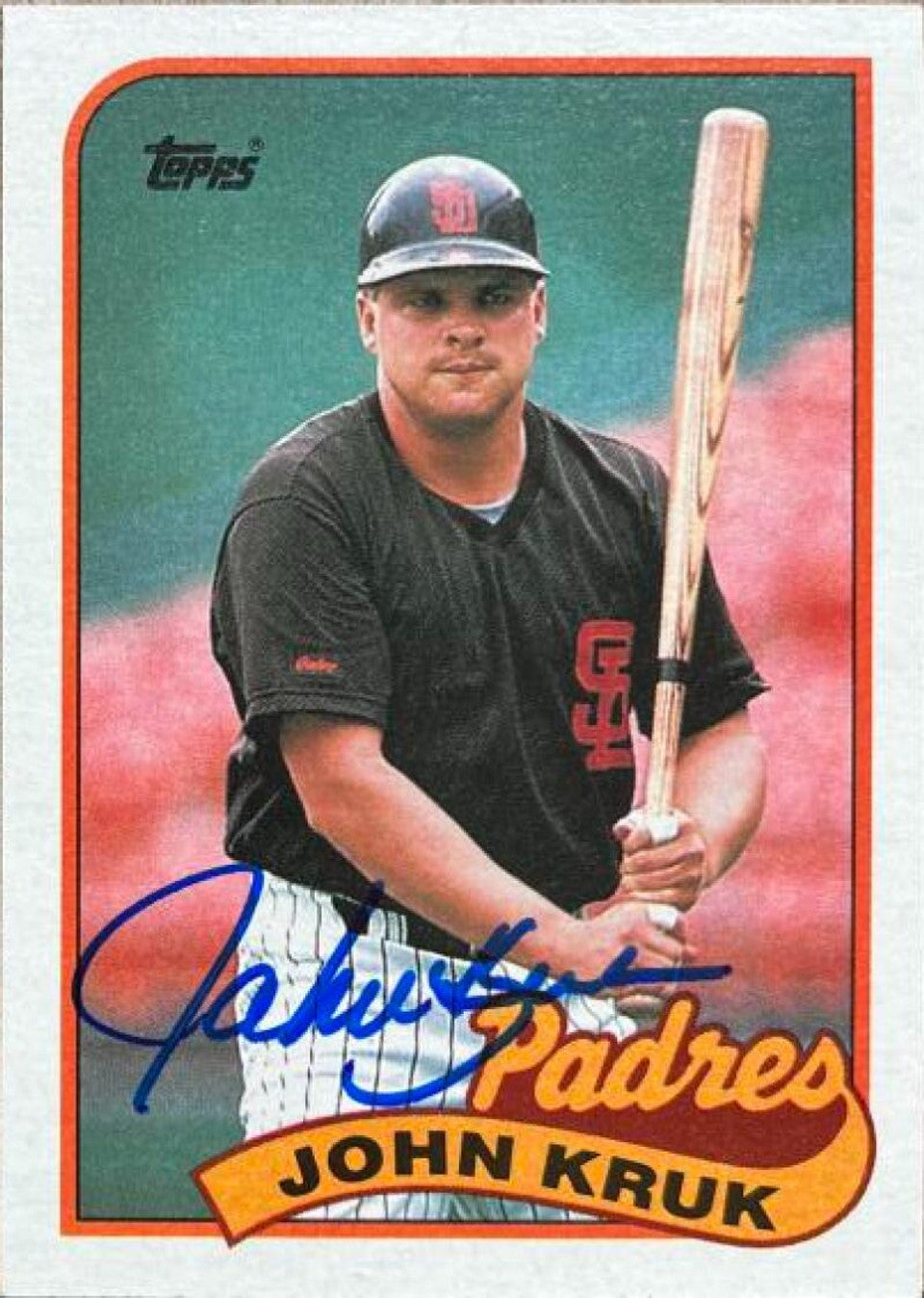 John Kruk Signed 1989 Topps Baseball Card - San Diego Padres