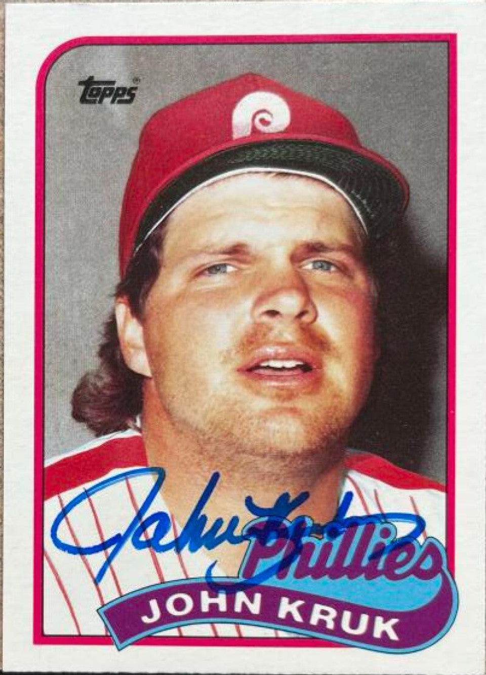 John Kruk Signed 1989 Topps Traded Baseball Card - Philadelphia Phillies