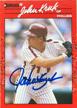 John Kruk Signed 1990 Donruss Baseball Card - Philadelphia Phillies