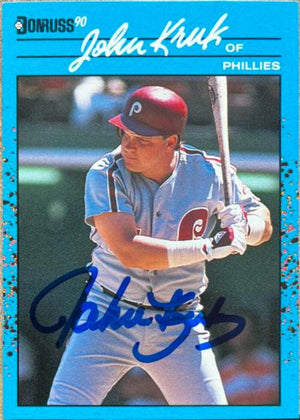 John Kruk Signed 1990 Donruss Best of the NL Baseball Card - Philadelphia Phillies