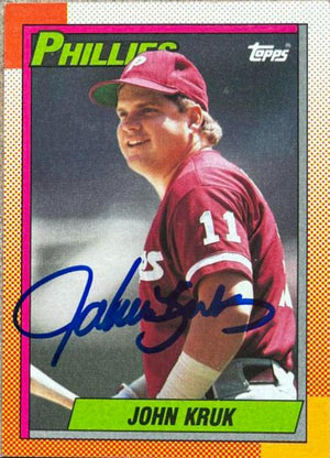 John Kruk Signed 1990 Topps Baseball Card - Philadelphia Phillies