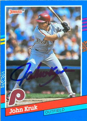 John Kruk Signed 1991 Donruss Baseball Card - Philadelphia Phillies