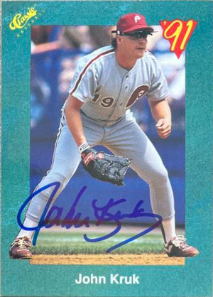 John Kruk Signed 1991 Classic Baseball Card - Philadelphia Phillies