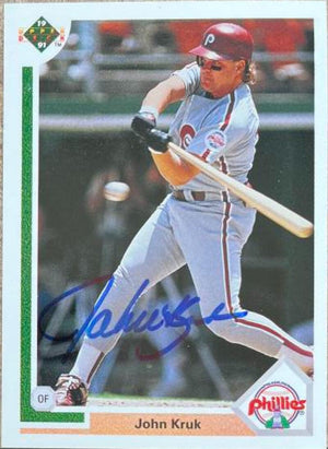 John Kruk Signed 1991 Upper Deck Baseball Card - Philadelphia Phillies
