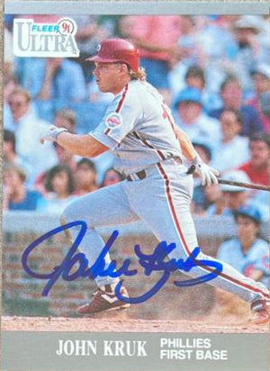 John Kruk Signed 1991 Fleer Ultra Baseball Card - Philadelphia Phillies